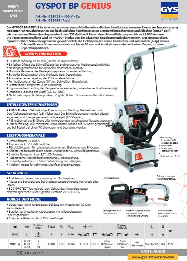 GYS Gyspot Punktschweissanlage BP GENIUS Inverter, 400V - 023451 3 GYS Gyspot Punktschweissanlage BP GENIUS Inverter, 400V - 023451 – Bild 3
