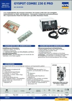 GYS SPEEDLINER COMBI 230 E PRO Karosserie-Ausbeulstation Jetzt 036062 -Feintool Verkaufe TM E 230 036062