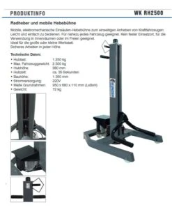 KUNZER Radheber Und Mobile Hebebühne WK RH2500 -Feintool Verkaufe TM WKRH2500RolpUS0710CRr