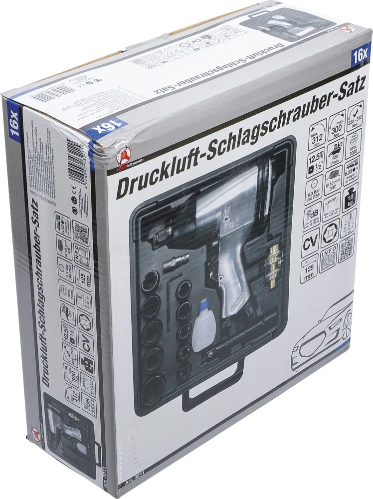 BGS DIY Druckluft-Schlagschrauber Mit Werkzeugsatz | 12,5 Mm (1/2") | 312 Nm | 16-tlg. – 3211 9 BGS DIY Druckluft-Schlagschrauber Mit Werkzeugsatz | 12,5 Mm (1/2") | 312 Nm | 16-tlg. – 3211 – Bild 9