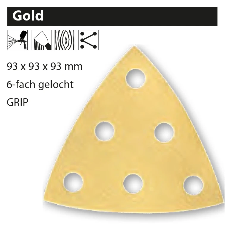 MIRKA Gold Delta Scheiben 93 X 93 X 93mm 6 Loch P40 Bis P120 Deltaschleifscheiben 1 MIRKA Gold Delta Scheiben 93 X 93 X 93mm 6 Loch P40 Bis P120 Deltaschleifscheiben