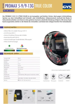 GYS Schweißhelm LCD PROMAX 5-9/9-13 G Volcano - 037205 -Feintool Verkaufe gys 037205 002