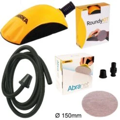 Mirka 150mm Handblock Roundy Kit + Schlauch + 15 Schleibscheiben Abranet