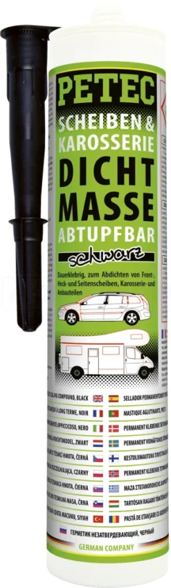 PETEC Scheiben- & Karosseriedichtmasse Abtupfbar Schwarz 310ml - 83300