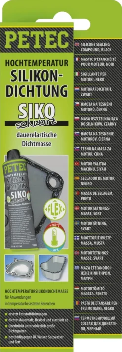 PETEC Hochtemperatur-Silikondichtung SIKO Schwarz 70ml - 97780